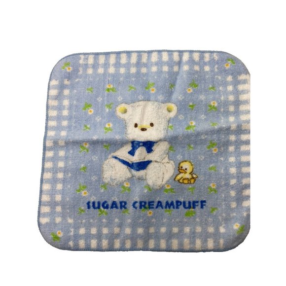 Cute Blue Baby " Sugar Creampuff" Teddy Bear and Small Duck Face Cloth Rag New - Picture 1 of 7
